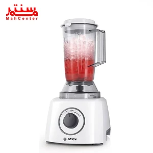 کاسه 2.3 لیتری شفاف غذاساز بوش MCM3200W برای مخلوط کردن 500 گرم آرد و مواد دیگر با درپوش قیف‌دار.
